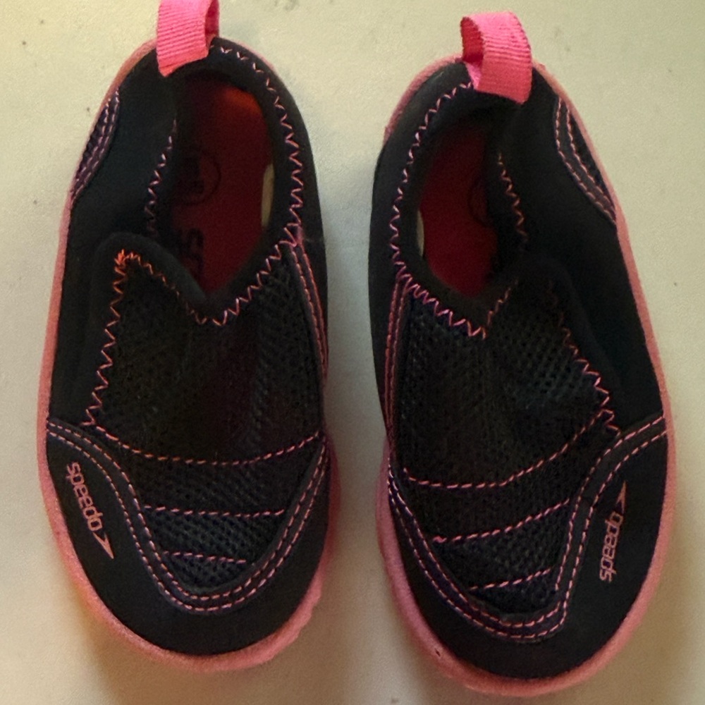 Speedo Kids Black and Pink Slip-On Water Shoes